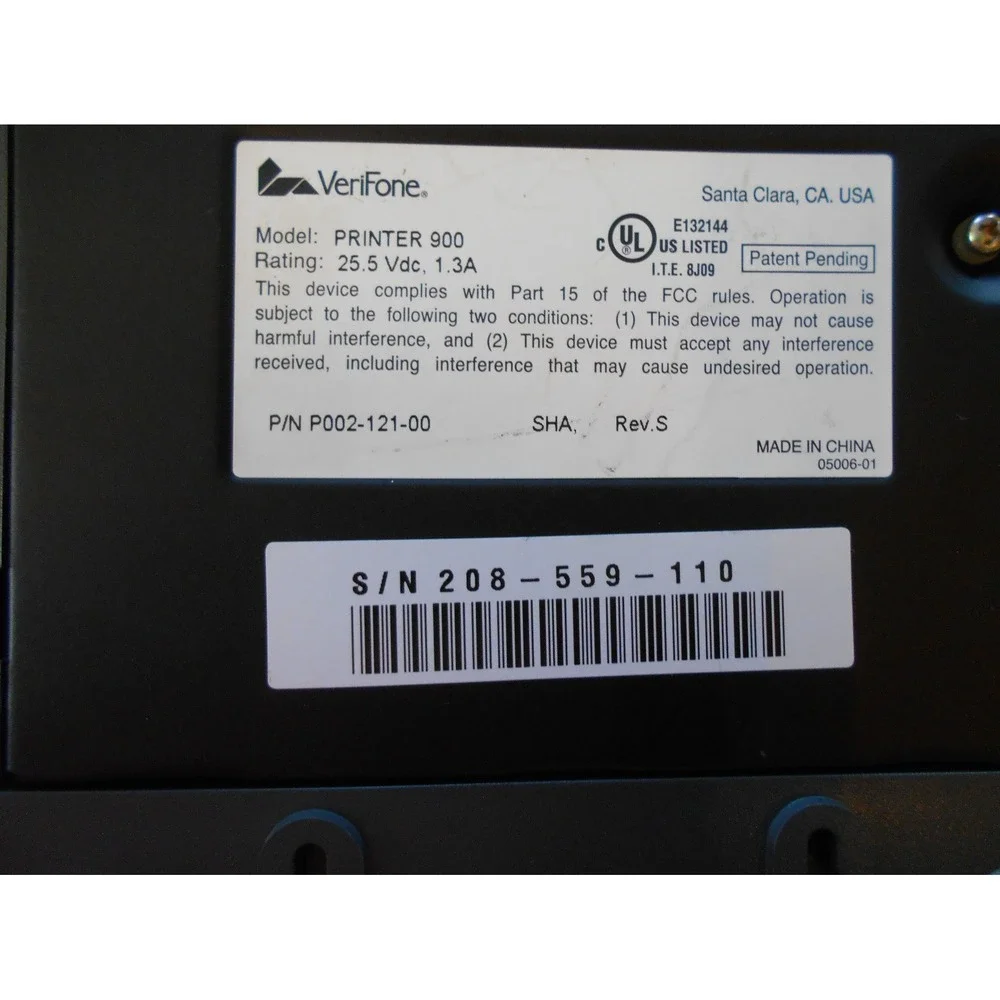 VERIFONE Thermal Printer 900 Receipt Printer Tested Works p002-121-00